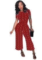 Red Dot Patchwork Print Fashion sexy Jumpsuits & Rompers