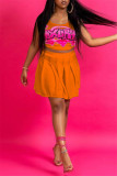 Pink Sexy Casual Letter Print Vests U Neck Sleeveless Two Pieces