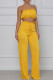 Yellow Sexy Casual Solid Backless Strapless Sleeveless Two Pieces