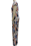 White Sexy Print Patchwork O Neck Short Sleeve Two Pieces