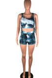 Red Fashion Active adult Ma'am Tie Dye Two Piece Suits pencil Sleeveless Two Pieces