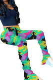 Army Green Green Orange Yellow purple Army Green Elastic Fly Mid camouflage Boot Cut Pants Bottoms
