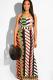 Multi-color Casual Fashion Spaghetti Strap Sleeveless Slip Sheath Floor-Length Striped Argyle Print C