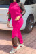 rose red Casual Solid Regular Long Sleeve Two Pieces