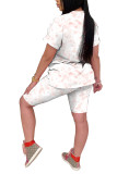 Pink Fashion Casual adult Patchwork Tie Dye Two Piece Suits pencil Short Sleeve Two Pieces