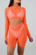 Tangerine Red Casual Solid Patchwork Half A Turtleneck Long Sleeve Two Pieces