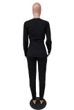 Grey Sexy Solid O Neck Long Sleeve Regular Sleeve Two Pieces