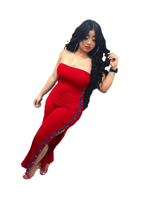 Red Rivet Patchwork sexy Jumpsuits & Rompers