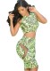 Light Green Sexy & Club O-Neck Sleeveless A-Line skirt Two Piece Dresses