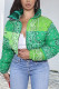 Green Fashion Casual Print Cardigan Outerwear（Batch Printing，Irregular Printing）
