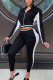 Black Fashion Solid Patchwork Zipper Collar Long Sleeve Two Pieces