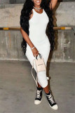 Pink Fashion Casual Solid Basic O Neck Vest Dress