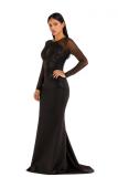 Wine Red Fashion adult Celebrities Cap Sleeve Long Sleeves O neck Mermaid Floor-Length Sequin Patch