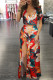 Yellow Fashion adult Sexy Patchwork Print Two Piece Suits Split Floral bow-knot Hip skirt Short S