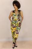 Camouflage Fashion Casual Camouflage zipper bandage Sleeveless Turndown Collar Jumpsuits