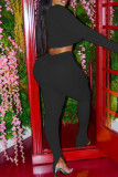 Grey Sexy Ma'am Solid Split asymmetrical Two Piece Suits Skinny Long Sleeve Two Pieces