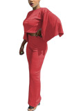 Blue Fashion adult Ma'am OL Solid Two Piece Suits Straight Three Quarter Two Pieces