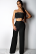 Black Fashion Sexy Patchwork Solid Lace Trim Casual Two-piece Pants Set