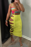 Black Sexy Solid Hollowed Out Skinny Mid Waist Pencil Solid Color Bottoms