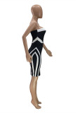 Red Fashion Sexy Patchwork Backless Strapless Sleeveless Dress