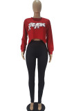 Black Fashion Casual Adult Print Pullovers O Neck Tops