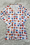Pink Casual Living Print Basic V Neck Regular Romper