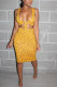 Yellow Milk Silk Fashion adult Ma'am OL Dot Two Piece Suits Hip skirt Sleeveless Two Pieces