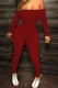 Red Sexy Print Strapless Regular Jumpsuits