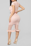 White Sexy Solid Mesh Trumpet Mermaid Dresses