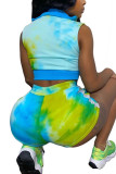 purple Milk Silk Fashion Sexy adult Ma'am Print Tie Dye Two Piece Suits pencil Sleeveless Two Pieces