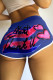 Blue Fashion Casual Letter Print Basic Regular Mid Waist Conventional Positioning Print Bottoms