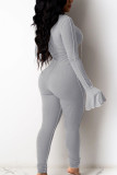 Blue Sexy Solid Bandage Patchwork O Neck Jumpsuits