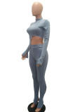 Orange Milk Silk OL Patchwork Solid asymmetrical pencil Long Sleeve Two Pieces