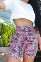 colour Fashion Casual Print Two Piece Suits Straight Short Sleeve Two Pieces