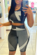 Black Sportswear Print Patchwork U Neck Sleeveless Two Pieces
