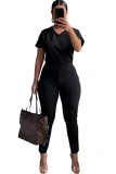 Cream white venetian Casual Fashion Ma'am adult Patchwork Two Piece Suits Solid pencil Short Sleeve Two-piece P