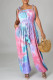 Pink Sexy Casual Print Tie Dye Strap Design Spaghetti Strap Regular Jumpsuits