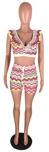 As Show Print Mid Waist Elastic Waist bandage Two-piece suit