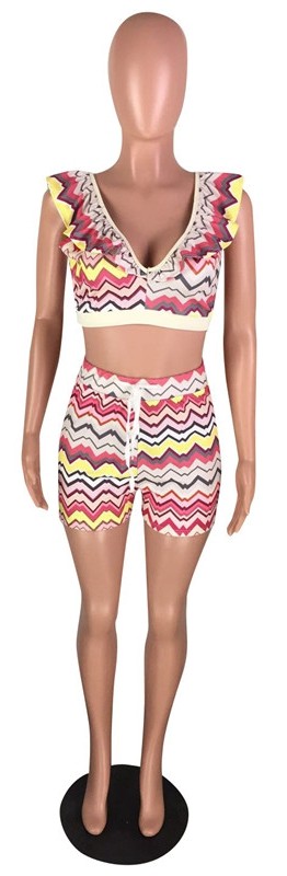 As Show Print Mid Waist Elastic Waist bandage Two-piece suit