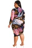 White Fashion Sexy adult Turndown Collar Print Zippered