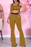 Red Fashion Casual Print Vests Pants Square Collar Sleeveless Two Pieces