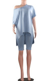 Wine Red Casual Solid pencil Half Sleeve Two Pieces