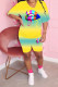 Yellow Sexy Casual Print Gradient Lips Print Straight Short Sleeve Two Pieces