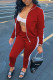Red Fashion Casual Solid Patchwork Long Sleeve Two Pieces