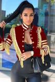 Blue cardigan Embroidery tassel Solid Button Others Long Sleeve 