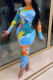 Baby Blue British Style Print Turtleneck A Line Dresses