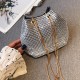 Silver Fashion Chain Strap Rhinestone Crossbody Bag