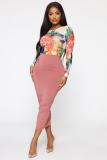 Black Fashion Sexy Print Floral Patchwork Long Sleeve O Neck 