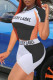 Black Sexy Casual Letter Print Patchwork O Neck Short Sleeve Two Pieces
