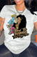 Grey Casual Print Patchwork O Neck T-Shirts